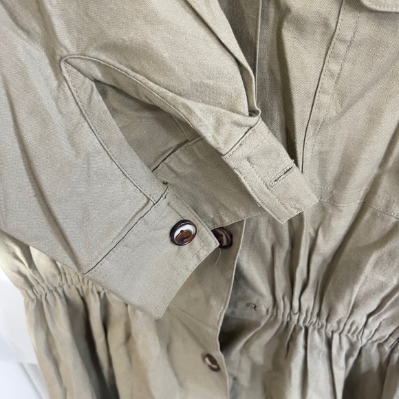 Vintage Impromptu Khaki Shirt Dress Size 12 Tall  w Matching Belt  100% Cotton - Picture 2 of 5